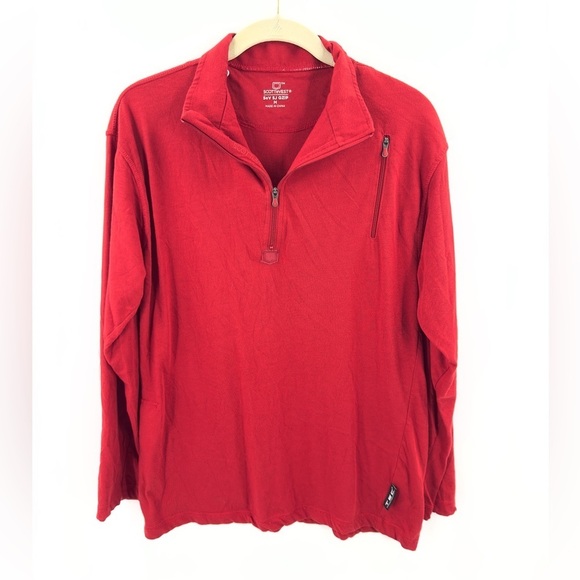 SCOTTeVEST SJ QZIP 1/4 Zip Pullover Shirt Mens M Red Long Sleeve Bamboo Tec - Picture 1 of 12